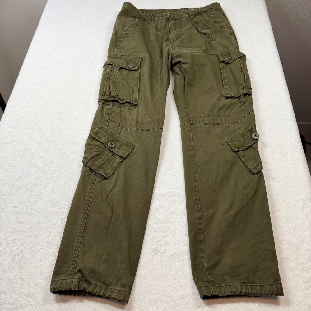 Mustway Cargo Pants Mens 32 Olive Green Good Cotton Multi Pocket Tactical